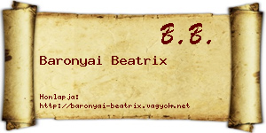 Baronyai Beatrix névjegykártya